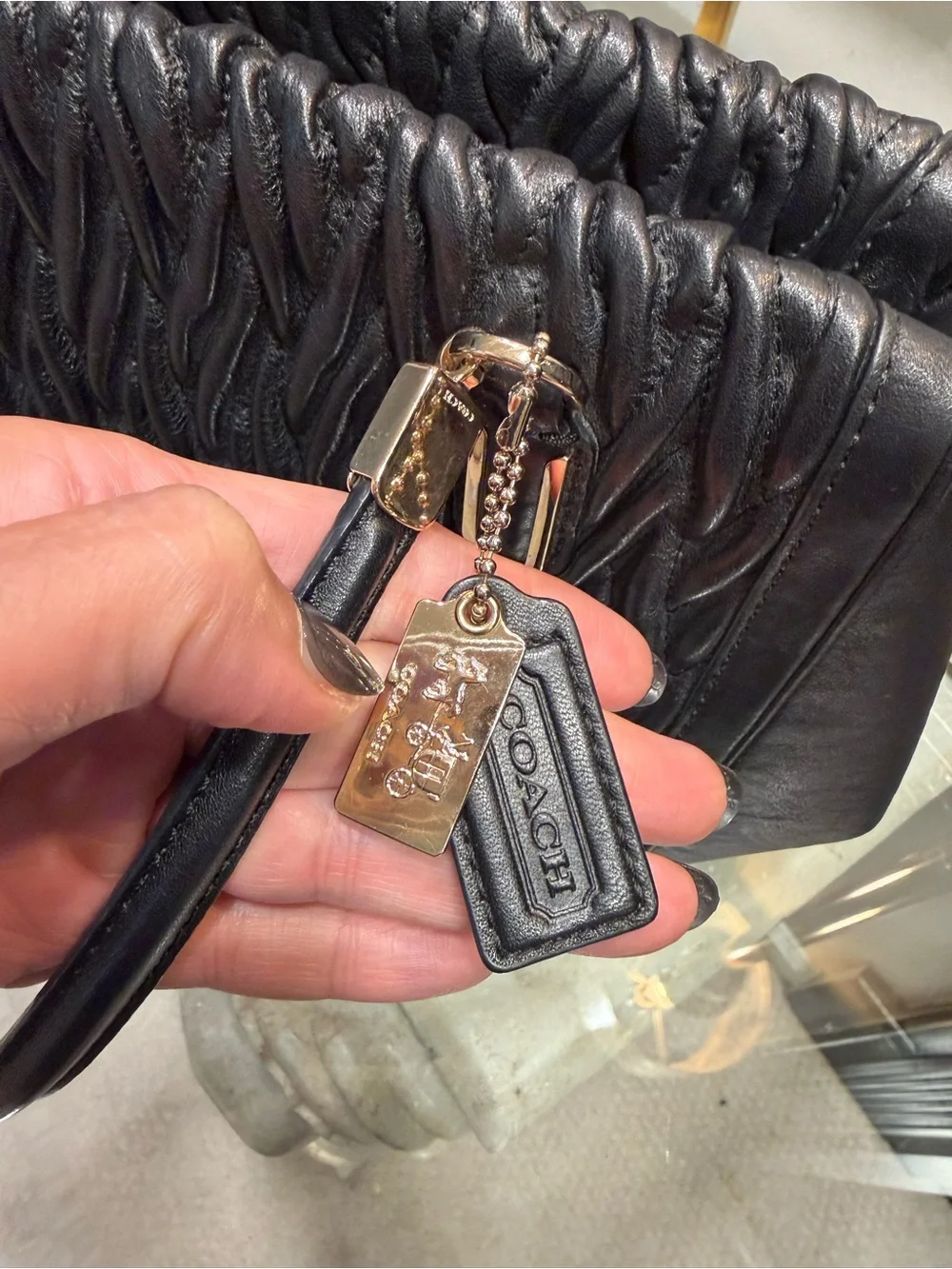 Coach Black Quilted-Textured Leather Shoulder Bag